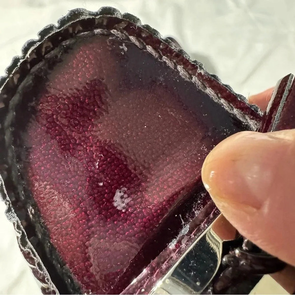 Stuart Weitzman Patent Leather Loafers Maroon Tassles Size  5 1/2 - Picture 6 of 11